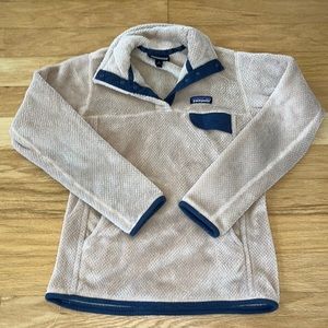 Patagonia Re Tool Snap Pullover Fleece in Rosewater and Navy